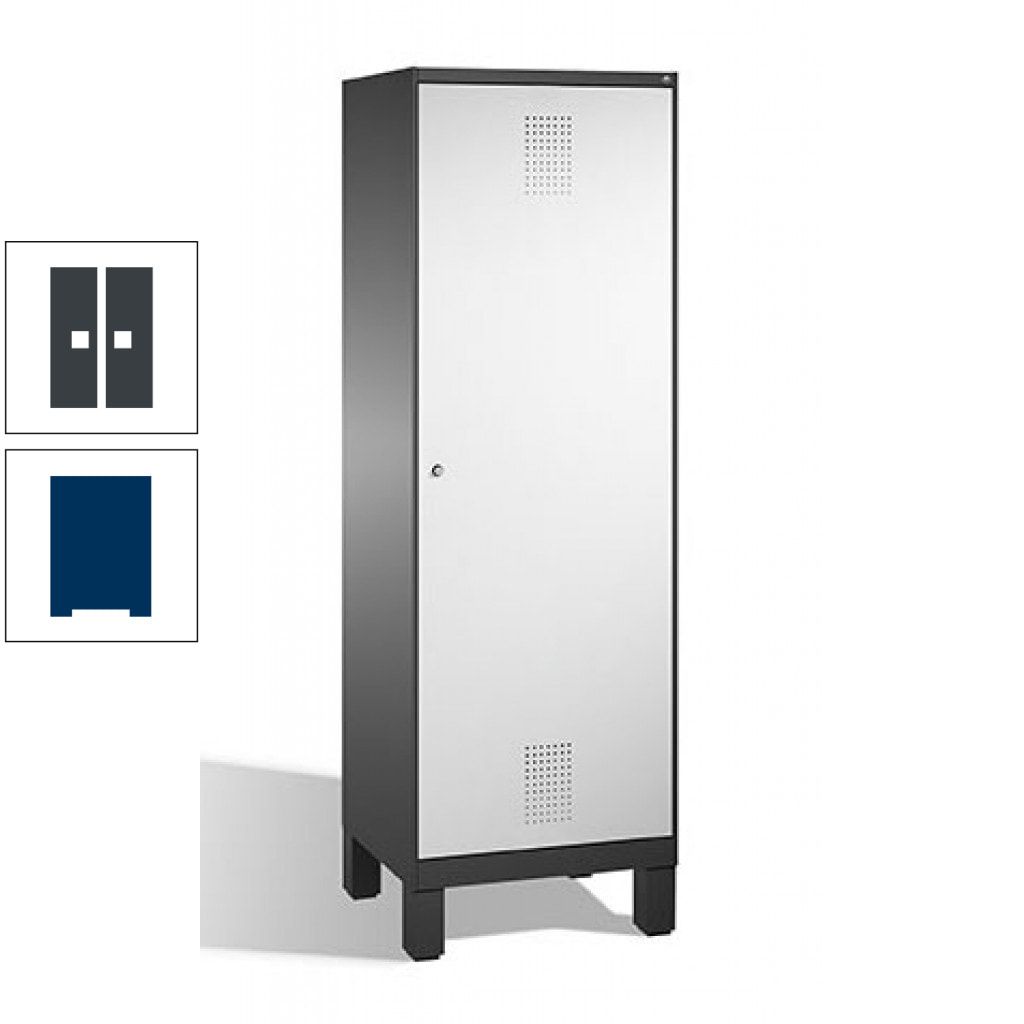 Doppel-Spind, Garderobenschrank, 1 Tür für 2 Abteile a 300 mm, Korpus anthrazitgrau, Türen anthrazitgrau, 1.850 x 600 x 500 mm (HxBxT)