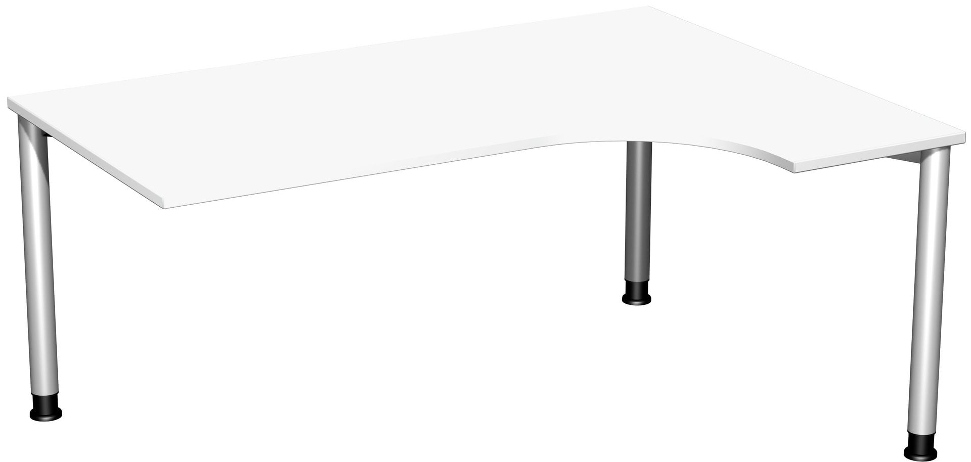 Eckschreibtisch mit einseitig verkürzten, 4-Fuß Flex, Ecke rechts, Höhe 680-800 mm, 1.600 x 1.200 mm (BxT), Gestell anthrazit, Ahorn