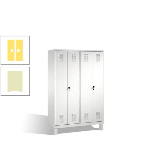 Doppel-Spind, Doppeltüren, Garderobenschrank mit Füßen, 4 Abteile a 300 mm, Korpus anthrazitgrau, Tür anthrazitgrau, 1.850 x 1.200 x 500 mm (HxBxT)