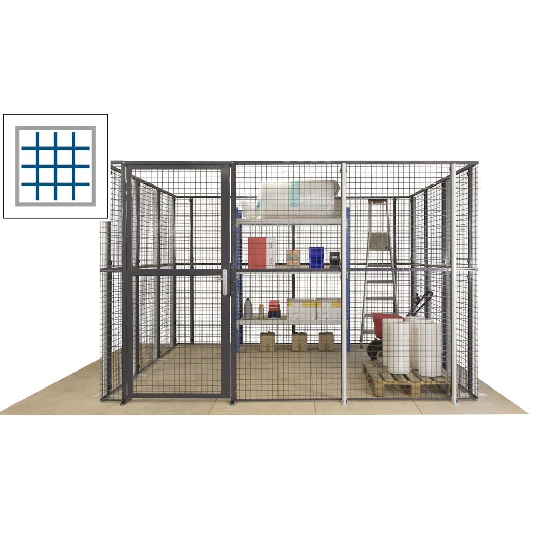 Maschinen Schutzgitter - Hallentrennwand - Sicherheitszaun - Tür - 108 m - 2.200 x 33.400 x 21.400 mm (HxBxT) - enzianblau