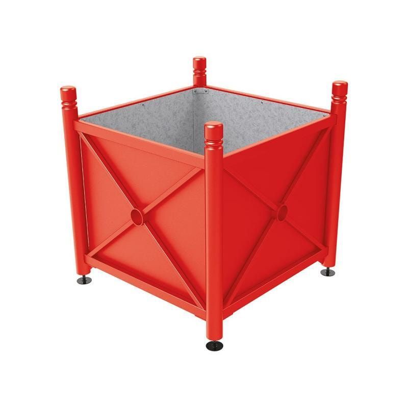 Pflanzbehälter, fvz.Stahl, innen feuerverzinkt, Verladungsgriffe, verstellbare Füße, Kopf Agora, 900 x 1.000 x 1.000 mm (HxBxT), enzianblau