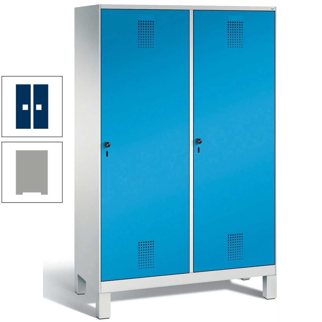 Doppel-Spind, Garderobenschrank, 2 Türen für 4 Abteile a 300 mm, Korpus anthrazitgrau, Türen anthrazitgrau, 1.850 x 1.200 x 500 mm (HxBxT)