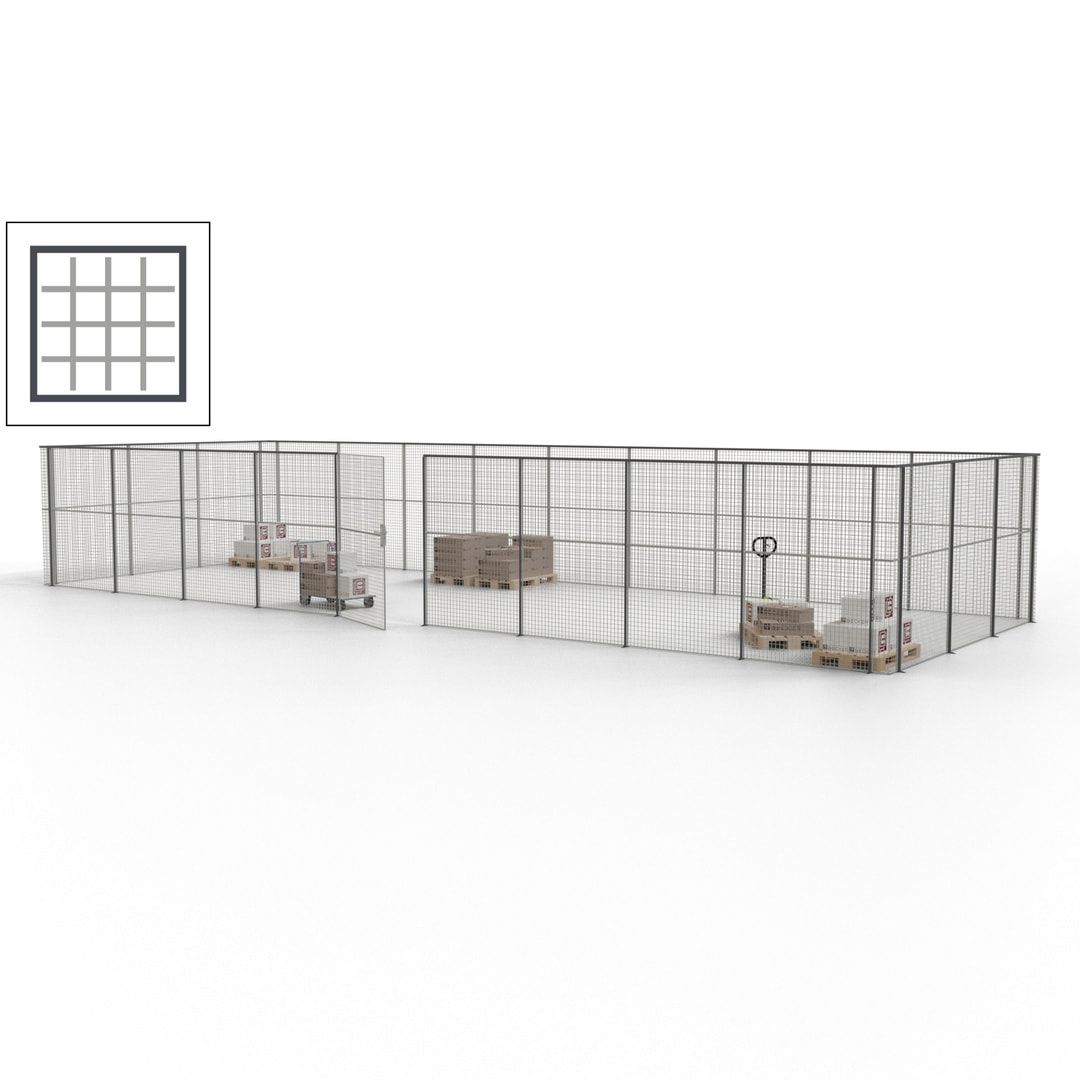 Maschinen Schutzgitter - Hallentrennwand - Sicherheitszaun - Tür - 36 m - 2.200 x 13.900 x 4.900 mm (HxBxT) - enzianblau