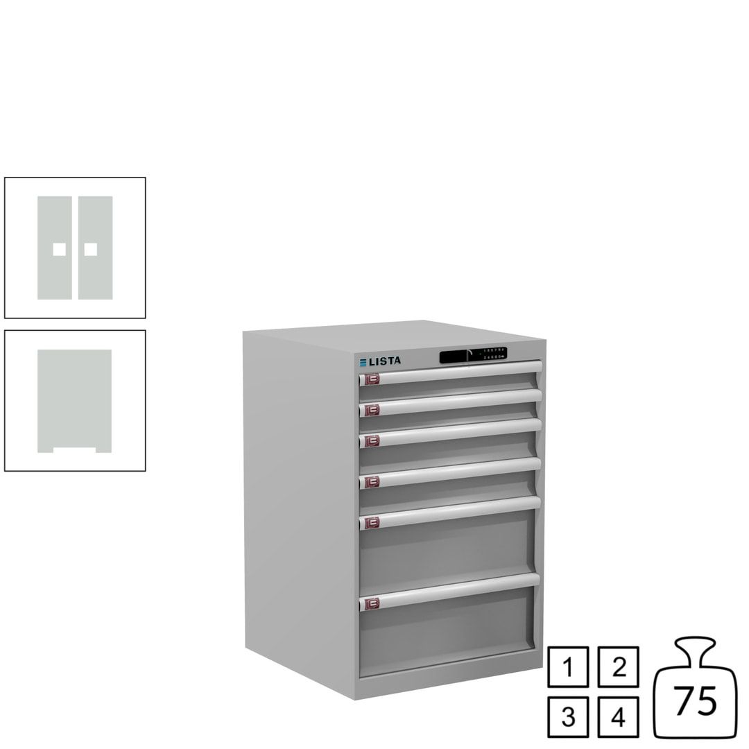 Lista Schubladenschrank - 14.258.010 - 850x564x572 mm (HxBxT) - 6 Schubladen - 75 kg - Key Lock - lichtblau (RAL 5012)
