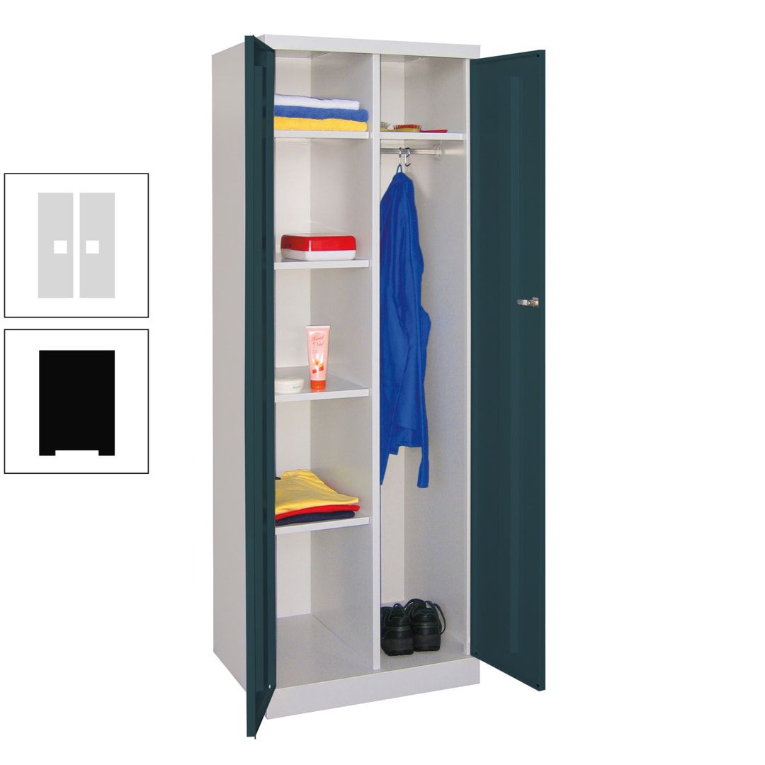 Kleiderschrank mit Sockel - Spind - 1 Abteil mit Trennwand - 1.800x600x500 mm (HxBxT) - Zylinderschloss - anthrazitgrau