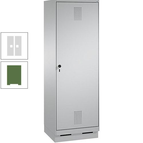 Doppel-Spind, Garderobenschrank, 1 Tür für 2 Abteile a 300 mm, Korpus anthrazitgrau, Türen anthrazitgrau, 1.800 x 600 x 500 mm (HxBxT)