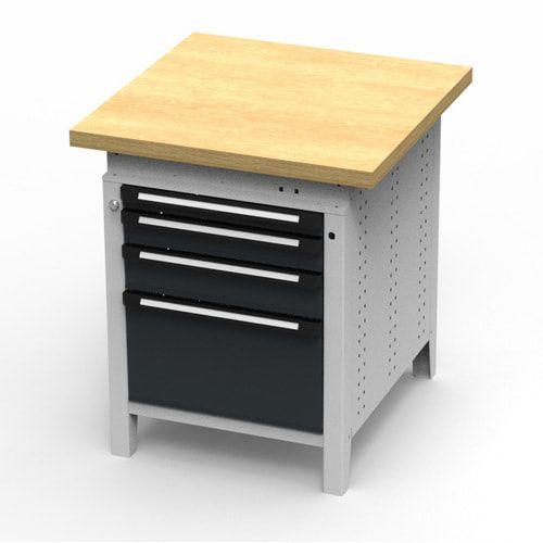 OTTOKIND Werkbank - Arbeitsplatte bündig - 850 x 605 x 750 mm (HxBxT) - 4 Schubladen - 60:1 / 90:1 / 120:1 / 300:1 - lichtgrau / anthrazitgrau