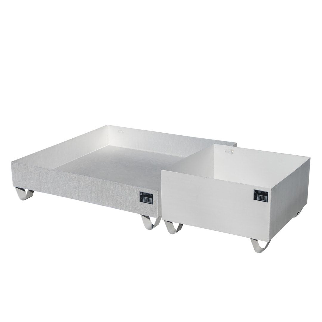Edelstahl-Auffangwanne für 200 l Fässer - 210 l Volumen - 465 x 800 x 800 mm (HxBxT)