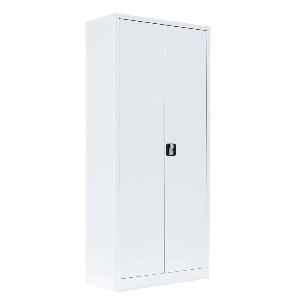 Aktenschrank, Büroschrank, abschließbar, Flügeltüren, 4 Fachböden, 1.800 x 800 x 383 mm (HxBxT), Stahl, Korpus und Türen in enzianblau