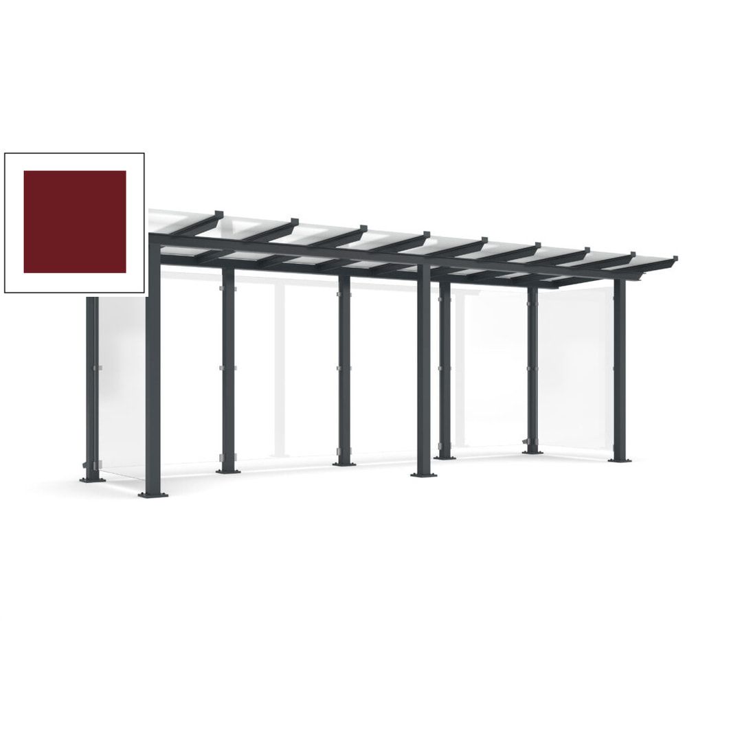 Unterstand mit Pultdach und Sicherheitsglas - feuerverzinkt und farbbeschichtet - 2.435 x 6.850 x 2.090 (HxBxT) - Farbe Achatgrau