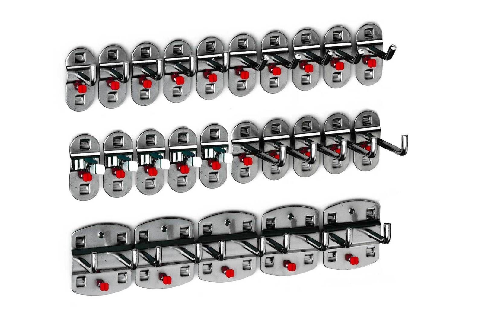 Werkzeughalterset, Hakenset, 25-teilig, für Lochplatten, Schraubsystem, Farbe Aluminium