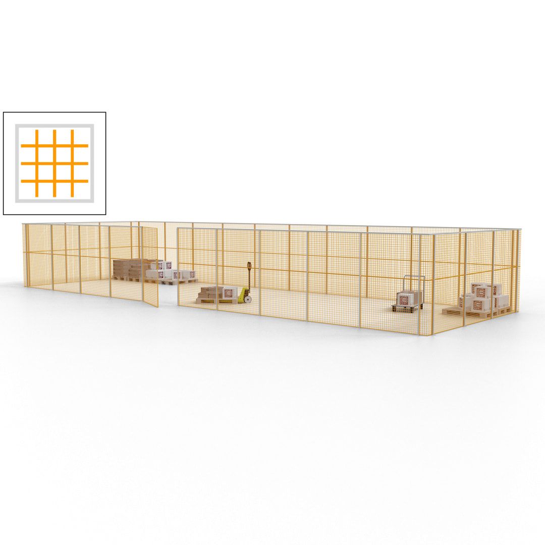 Maschinen Schutzgitter - Hallentrennwand - Sicherheitszaun - Tür - 39 m - 2.200 x 15.400 x 4.900 mm (HxBxT) - enzianblau