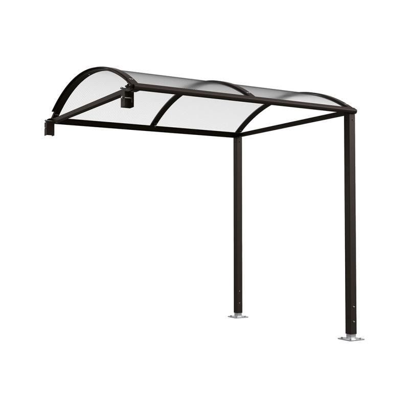 Fahrradunterstand, Fahrradüberdachung, Erweiterung, LED Beleuchtung, 2.635 x 2.500 x 2.090 mm (HxBxT), auf Bodenplatten, Regenrinne, Farbe enzianblau