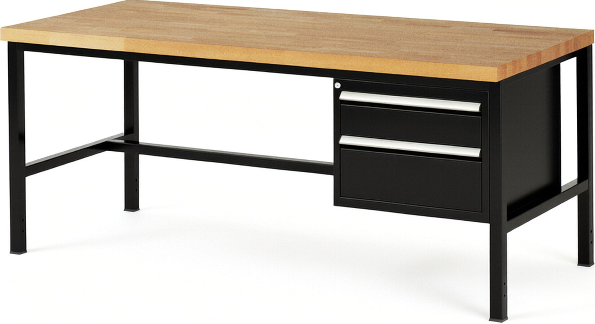 Werkbank - 2 Schubladen - Teilauszug - 150:1 / 210:1 - Höhe 840-1.040 mm - 2.000 x 900 mm - 1.250 kg - Buche - Anthrazitgrau