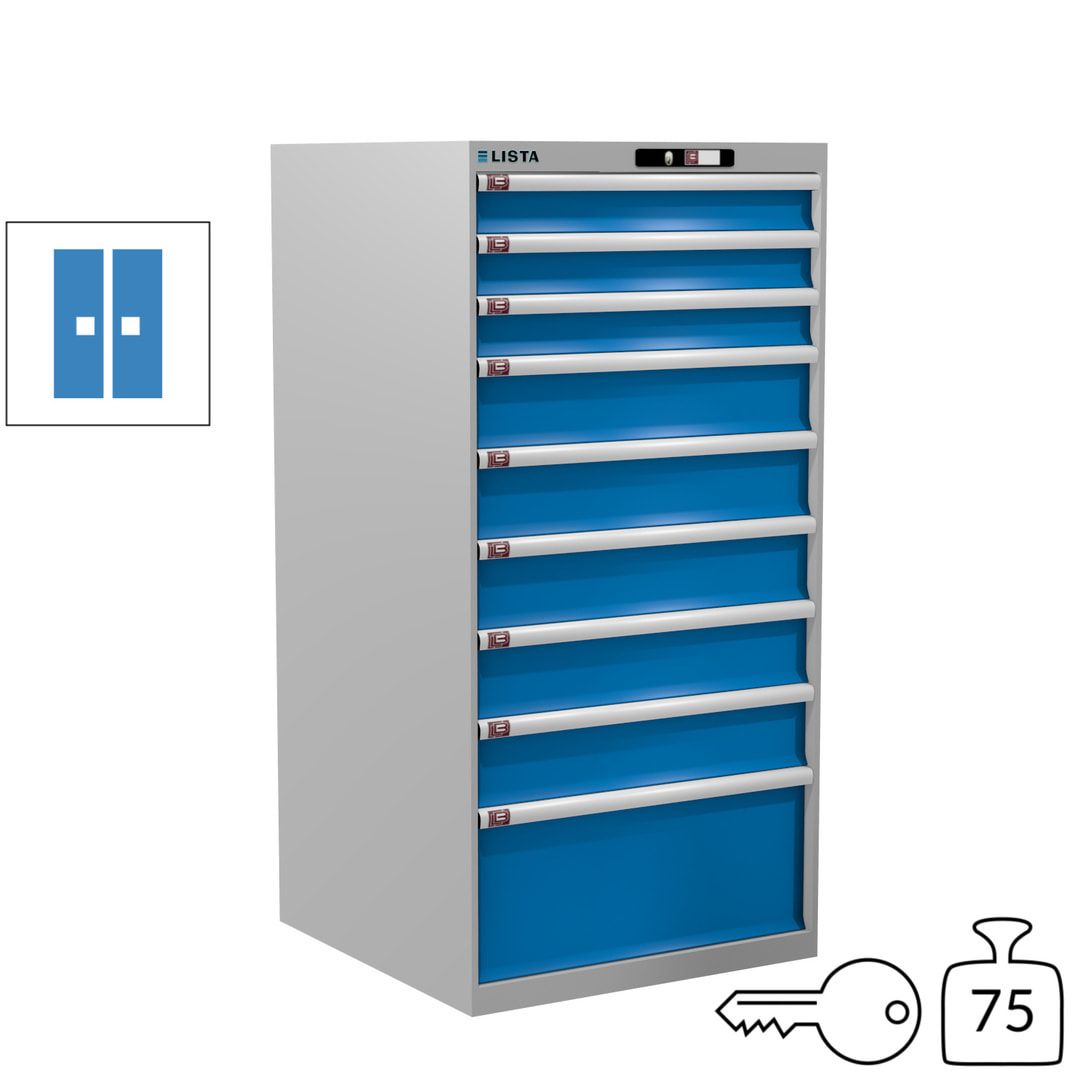 Lista Schubladenschrank - 13.106.010 - 1.450x717x725 mm (HxBxT) - 9 Schubladen - 200 kg - Key Lock - lichtblau (RAL 5012)