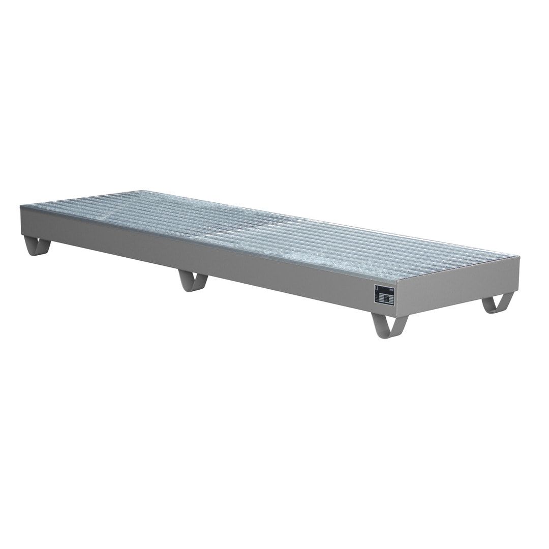 Auffangwanne - 2.400 x 800 mm (BxT) - 222 l - Füße - Gitterrost - feuerrot