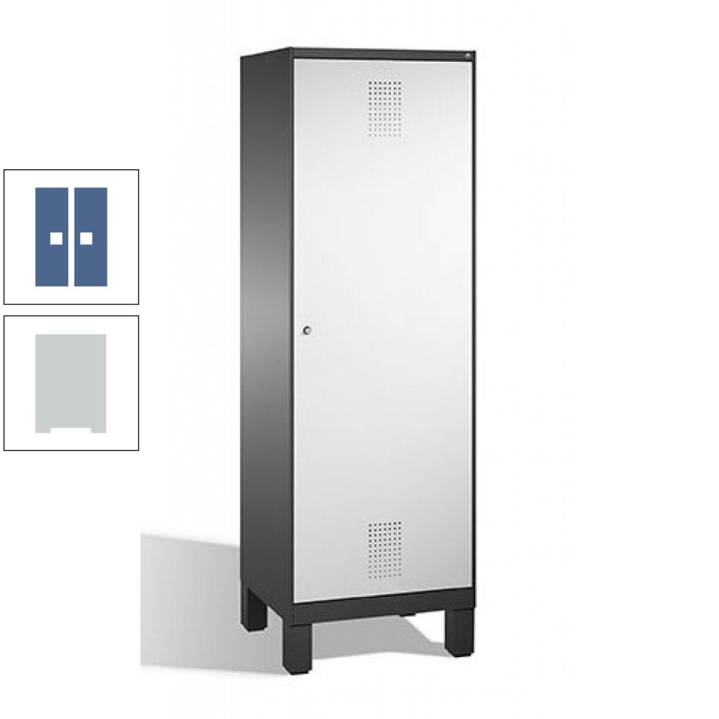 Doppel-Spind, Garderobenschrank, 1 Tür für 2 Abteile a 300 mm, Korpus anthrazitgrau, Türen anthrazitgrau, 1.850 x 600 x 500 mm (HxBxT)