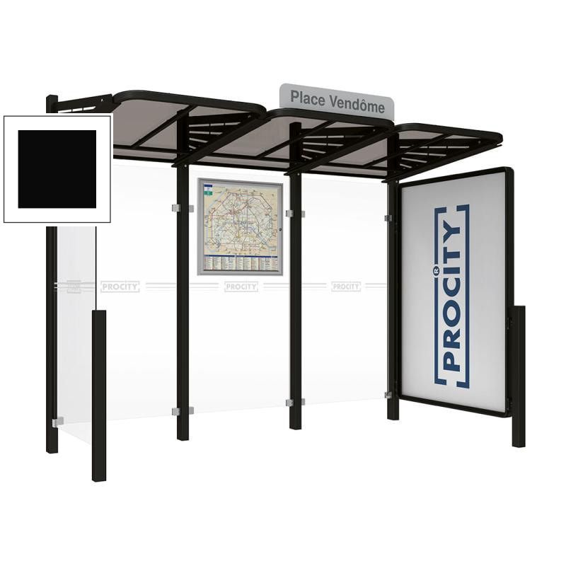 Buswartehalle - Unterstand - modular - Fahrplankasten - Haltestellenschild - Seitenwand - Schaukasten - 2.200 x 3.000 x 1.500 mm (HxBxT) - enzianblau