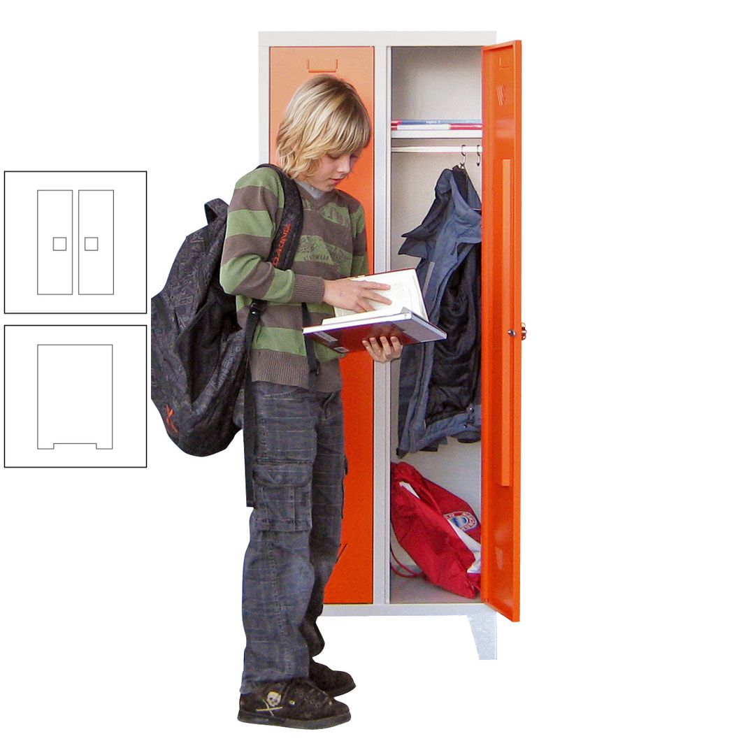 Spindschrank f. Schulen - mit Füßen - Höhe 1.600 mm - 3 Abteile a 300 mm - Drehriegel - anthrazitgrau