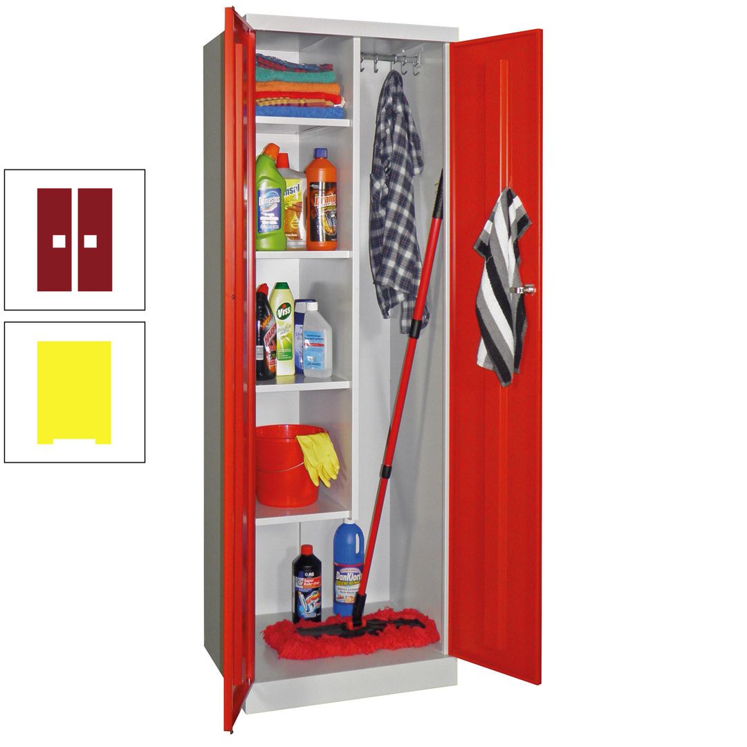 Putzschrank mit Sockel - 1 Abteil mit Trennwand - 1.800x600x500 mm (HxBxT) - Zylinderschloss - anthrazitgrau