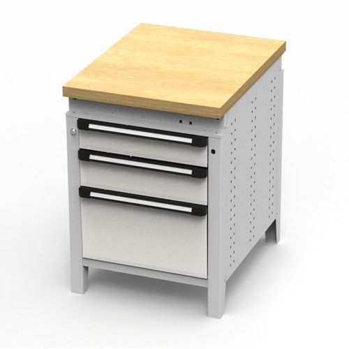 OTTOKIND Werkbank - Arbeitsplatte bündig - 850 x 605 x 750 mm (HxBxT) - 3 Schubladen - lichtgrau