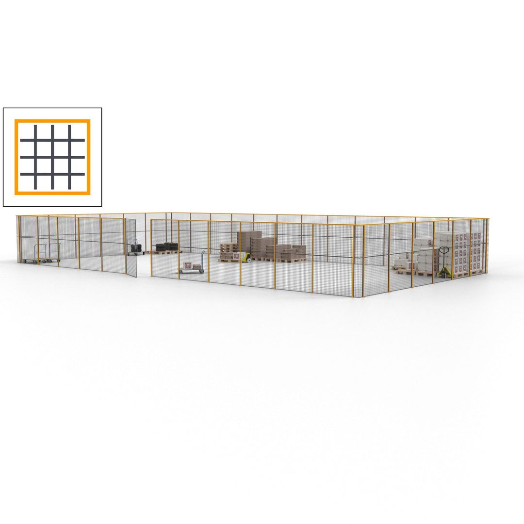Maschinen Schutzgitter - Hallentrennwand - Sicherheitszaun - Tür - 54 m - 2.200 x 18.400 x 9.400 mm (HxBxT) - enzianblau