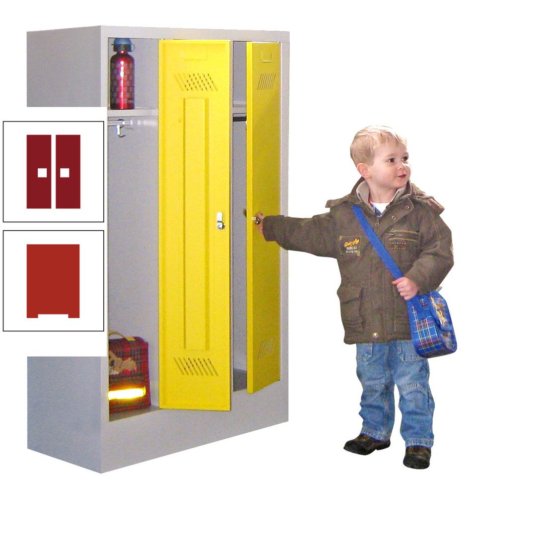 Spindschrank f. Kindergärten - mit Sockel - Höhe 1.300 mm - 2 Abteile a 250 mm - Drehriegel - anthrazitgrau