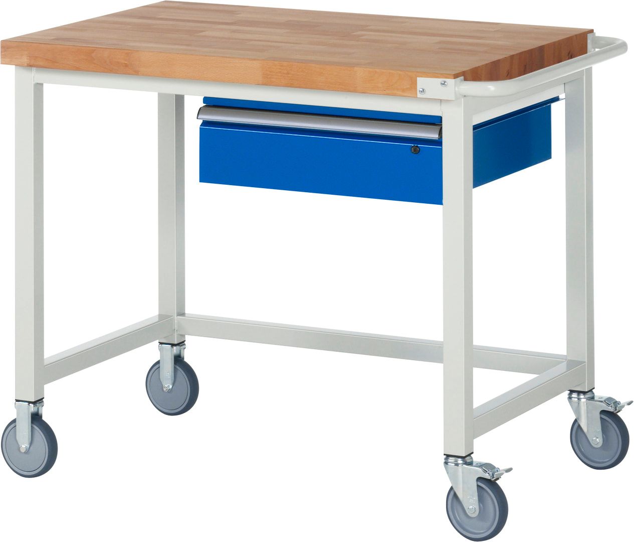 Mobile Werkbank mit 1 Schublade - 150:1 - höhenverstellbar 880-1.080 mm - 1.000 x 700 mm (BxT) - 450 kg - Buche - Anthrazitgrau