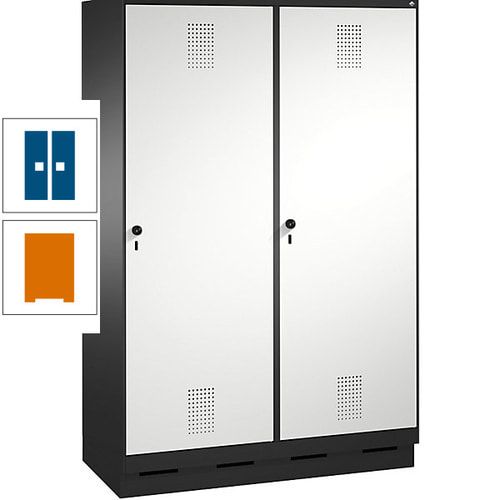 Doppel-Spind, Garderobenschrank, 2 Türen für 4 Abteile a 300 mm, Korpus anthrazitgrau, Türen anthrazitgrau, 1.800 x 1.200 x 500 mm (HxBxT)