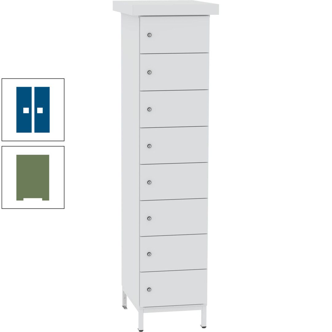 Akkuschrank, Batterieladeschrank, 8 Fächer, Schutzart IP54, Schuko, 1.855 x 400x 570 mm (HxBxT), Korpusfarbe anthrazitgrau, Frontfarbe anthrazitgrau