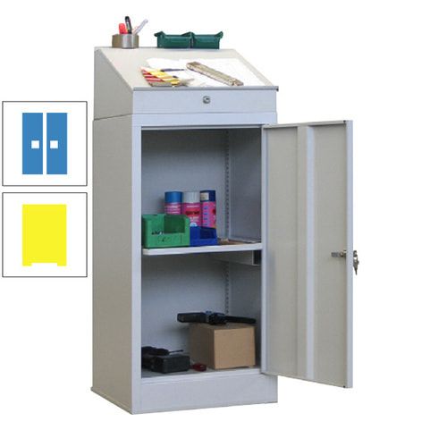 Stehpult mit Schrank - Vollblechtür - Zylinderschloss - 1 Ausziehboden - 1.270x500x500 mm (HxBxT) - anthrazitgrau