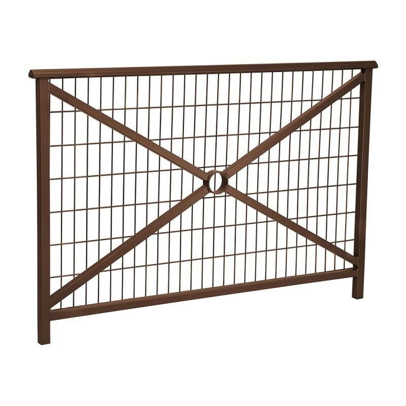 Geländer Kreuz und Gitter - 1.000 x 1.500 mm - abgerundeter Handlauf - Farbe enzianblau - Außengeländer Systemgeländer