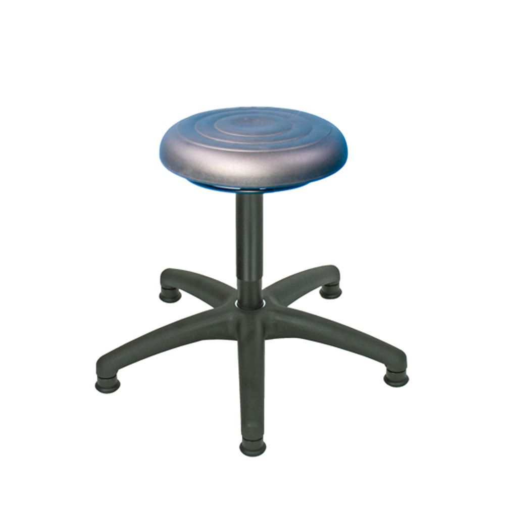 Arbeitshocker mit ergonomisch geformtem Sitzpolster - Sitzhöhe 420 - 610 mm - PU supersoft, schwarz - Kunststoff Fußkreuz mit Gleitern