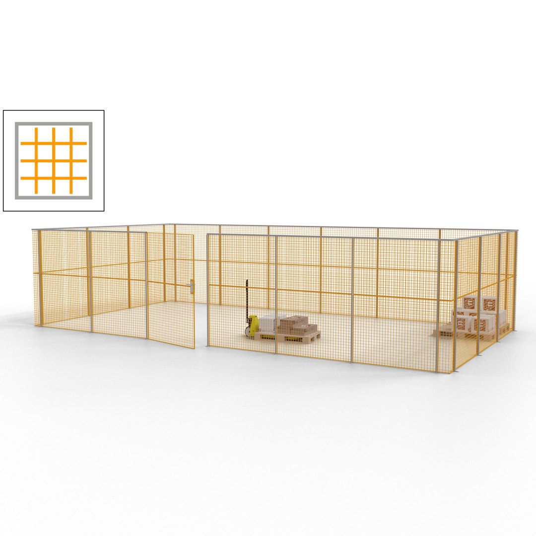 Maschinen Schutzgitter - Hallentrennwand - Sicherheitszaun - Tür - 27 m - 2.200 x 9.400 x 4.900 mm (HxBxT) - enzianblau