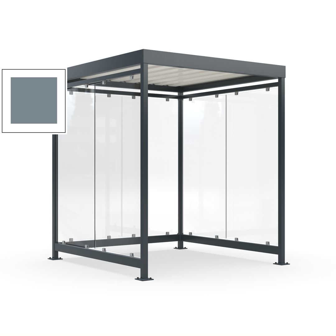 Raucherunterstand, Bushaltestelle, 6-7 Personen, 6 Wände, 2.510 x 2.165 x 2.165 mm (HxBxT), Achatgrau