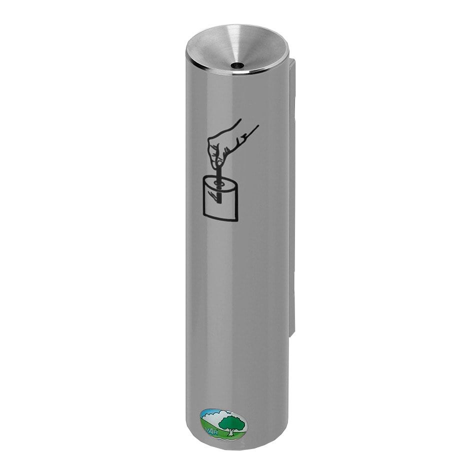Sicherheitsascher zur Wand- oder Rohrbefestigung - Volumen 0,6 l - 300 x 70 x 100 mm (HxBxT) - Edelstahl