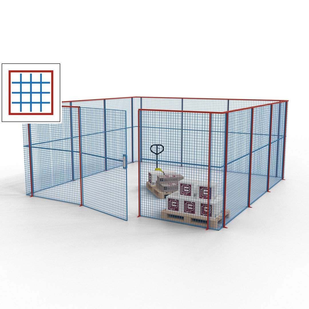 Maschinen Schutzgitter - Hallentrennwand - Sicherheitszaun - Tür - 18 m - 2.200 x 4.900 x 4.900 mm (HxBxT) - enzianblau