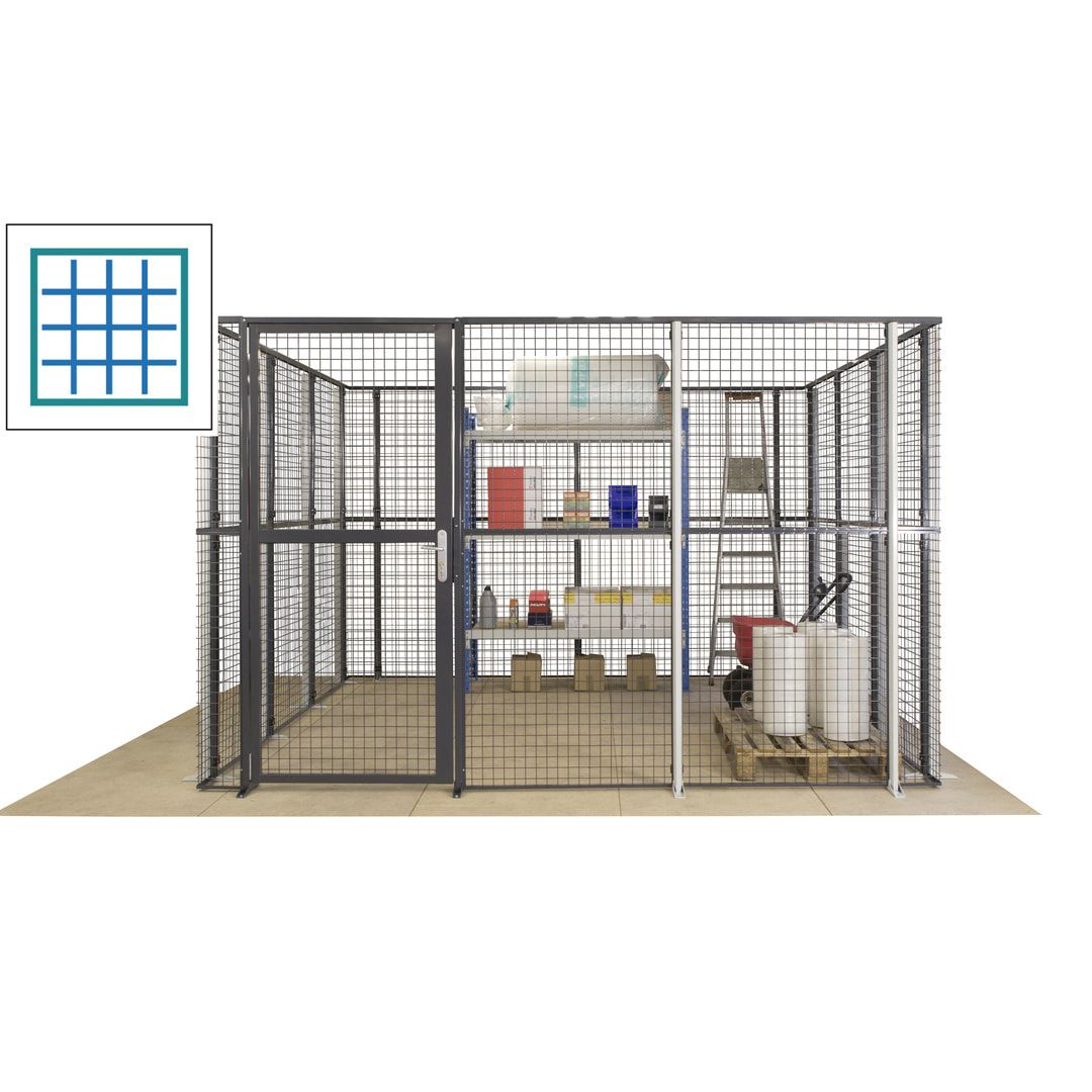 Maschinen Schutzgitter - Hallentrennwand - Sicherheitszaun - Tür - 108 m - 2.200 x 33.400 x 21.400 mm (HxBxT) - enzianblau