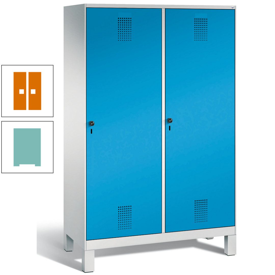 Doppel-Spind, Garderobenschrank, 2 Türen für 4 Abteile a 300 mm, Korpus anthrazitgrau, Türen anthrazitgrau, 1.850 x 1.200 x 500 mm (HxBxT)