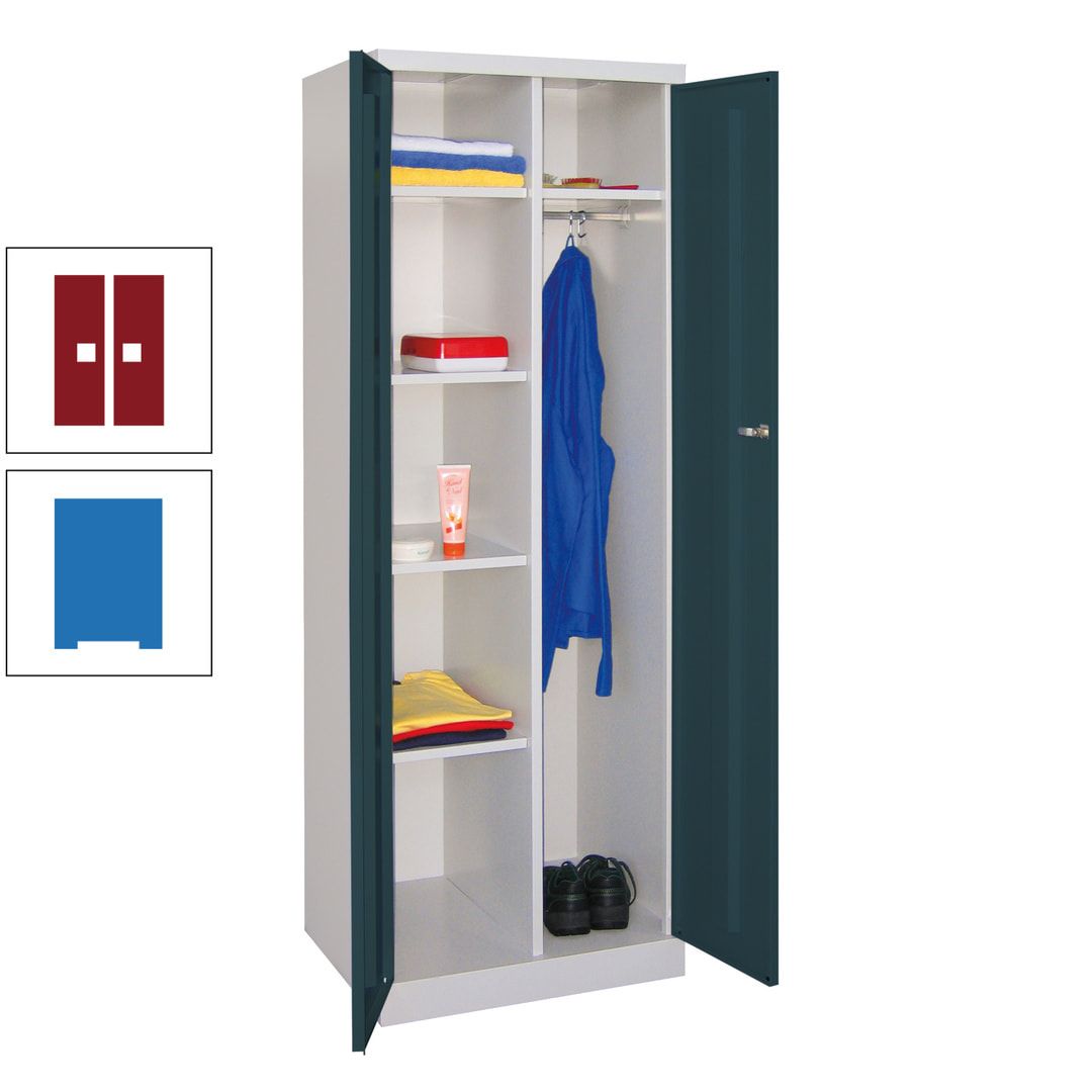 Kleiderschrank mit Sockel - Spind - 1 Abteil mit Trennwand - 1.800x600x500 mm (HxBxT) - Zylinderschloss - anthrazitgrau