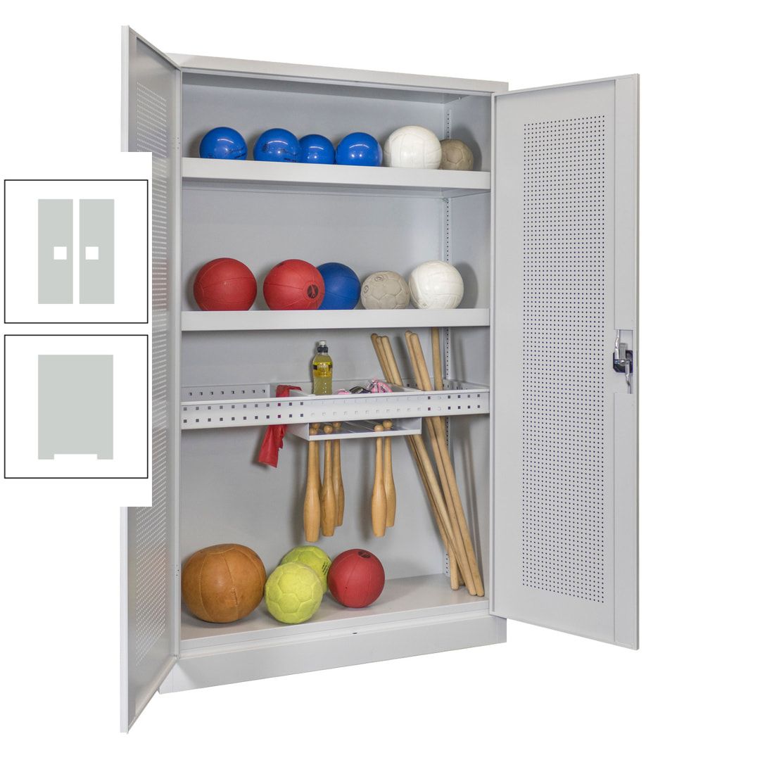 Sportschrank - Lochfeldtüren - Variante 2 - 1.950x1.200x500 mm (HxBxT) - anthrazitgrau