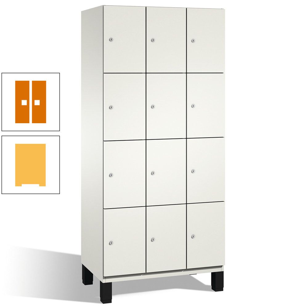 Fächerschrank, Stahlschrank, 12 Fächer, Türöffnungsbegrenzer, mit Füßen, Korpus lichtgrau, Tür anthrazitgrau, 1.980 x 900 x 525 mm (HxBxT)