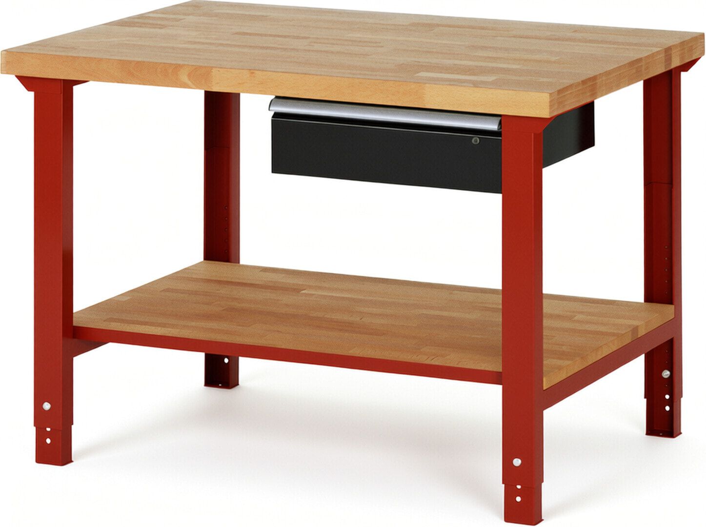 Werkbank mit Ablage - 1 Schublade - 150:1 - höhenverstellbar 790 - 1.140 mm - 1.250 x 900 mm (BxT) - 750 kg - Buche - Anthrazitgrau