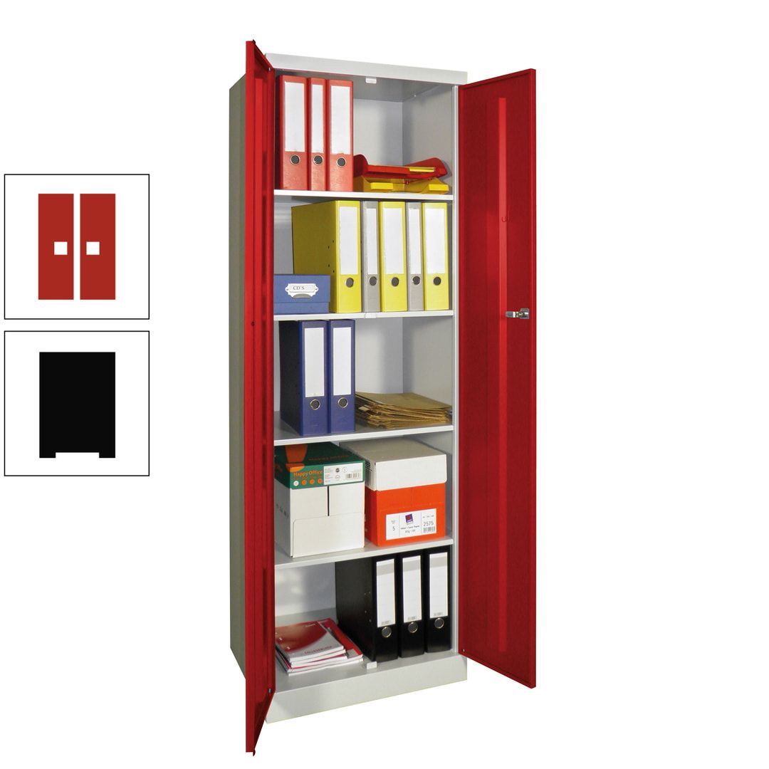 Aktenschrank - Sockel - 4 Böden - 1.800x600x500 mm (HxBxT) - Zylinderschloss - anthrazitgrau