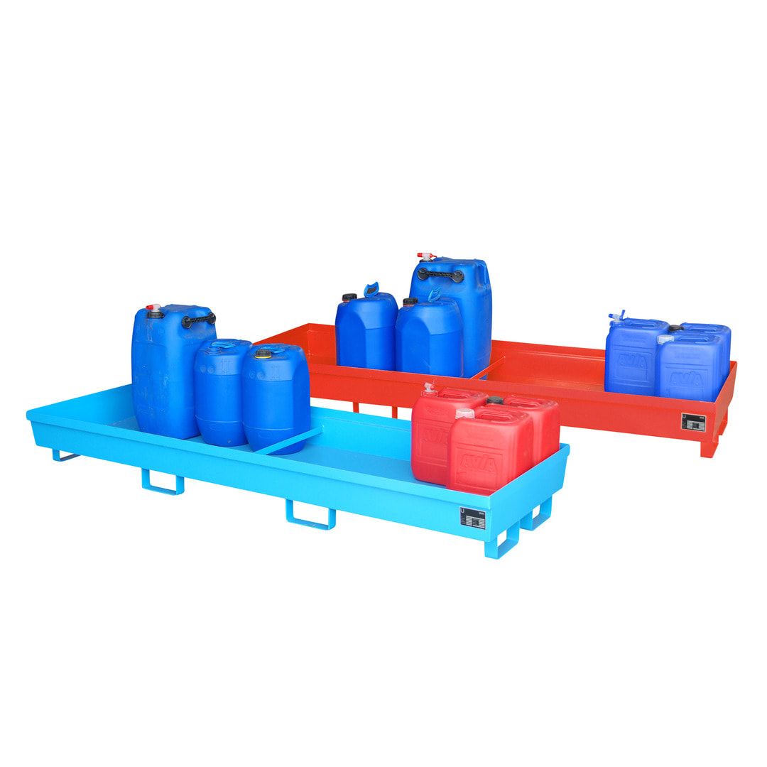 Ineinander stapelbare Auffangwanne - Stahl - 280 l Volumen - Breite 2.400 mm - feuerrot