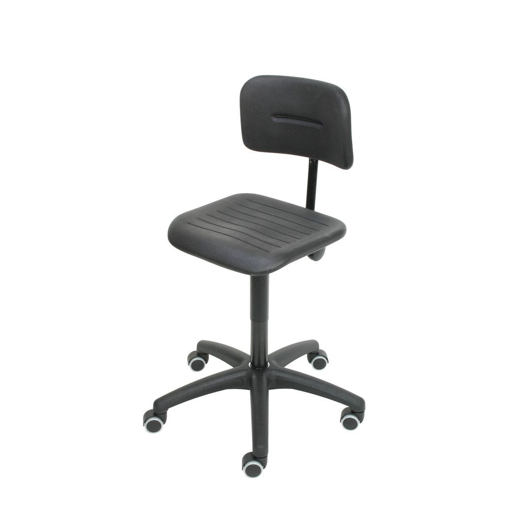 Arbeitsstuhl - Bürostuhl - Stahl-Drehspindel - Sitzhöhe 430 - 560 mm - PU schwarz - Fußkreuz mit Gleitern