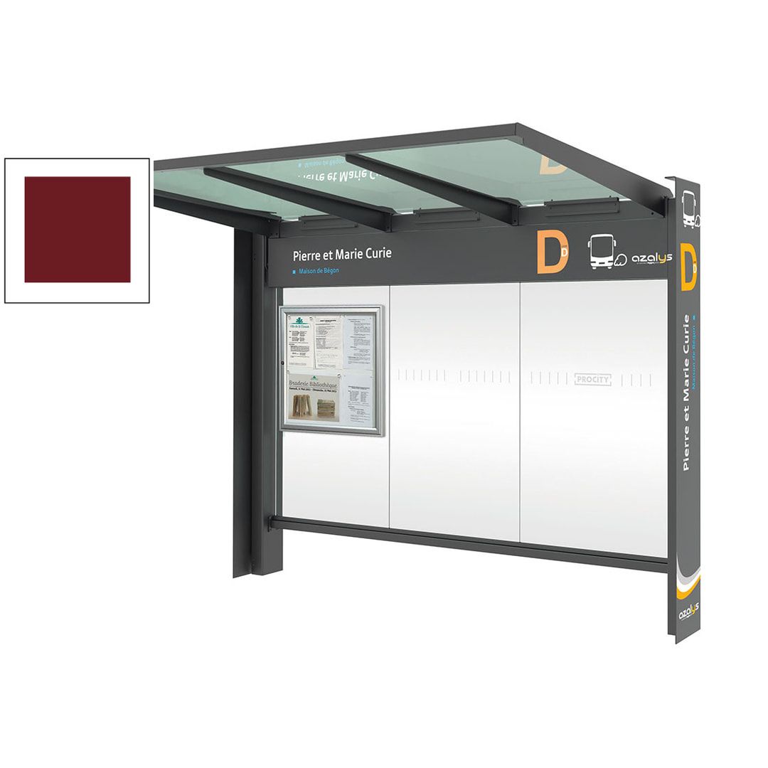 Buswartehalle, Haltestelle, Unterstand, Fahrplanschaukasten, Werbeanbringung möglich, ESG, Farbe Rostoptik, 2.450 x 3.000 x 1.550 mm (HxBxT)