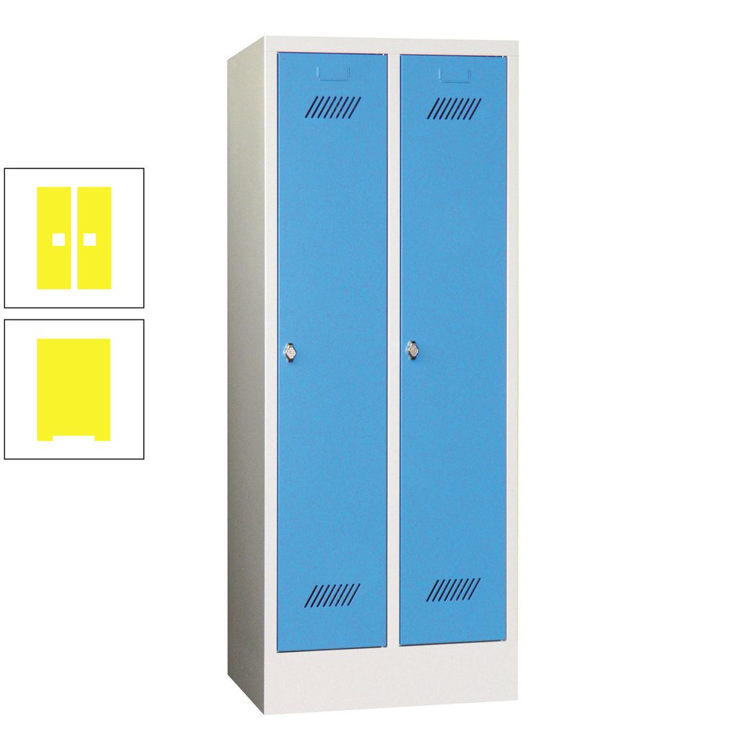 Spindschrank f. Schulen - mit Sockel - Höhe 1.600 mm - 2 Abteile a 300 mm - Drehriegel - anthrazitgrau
