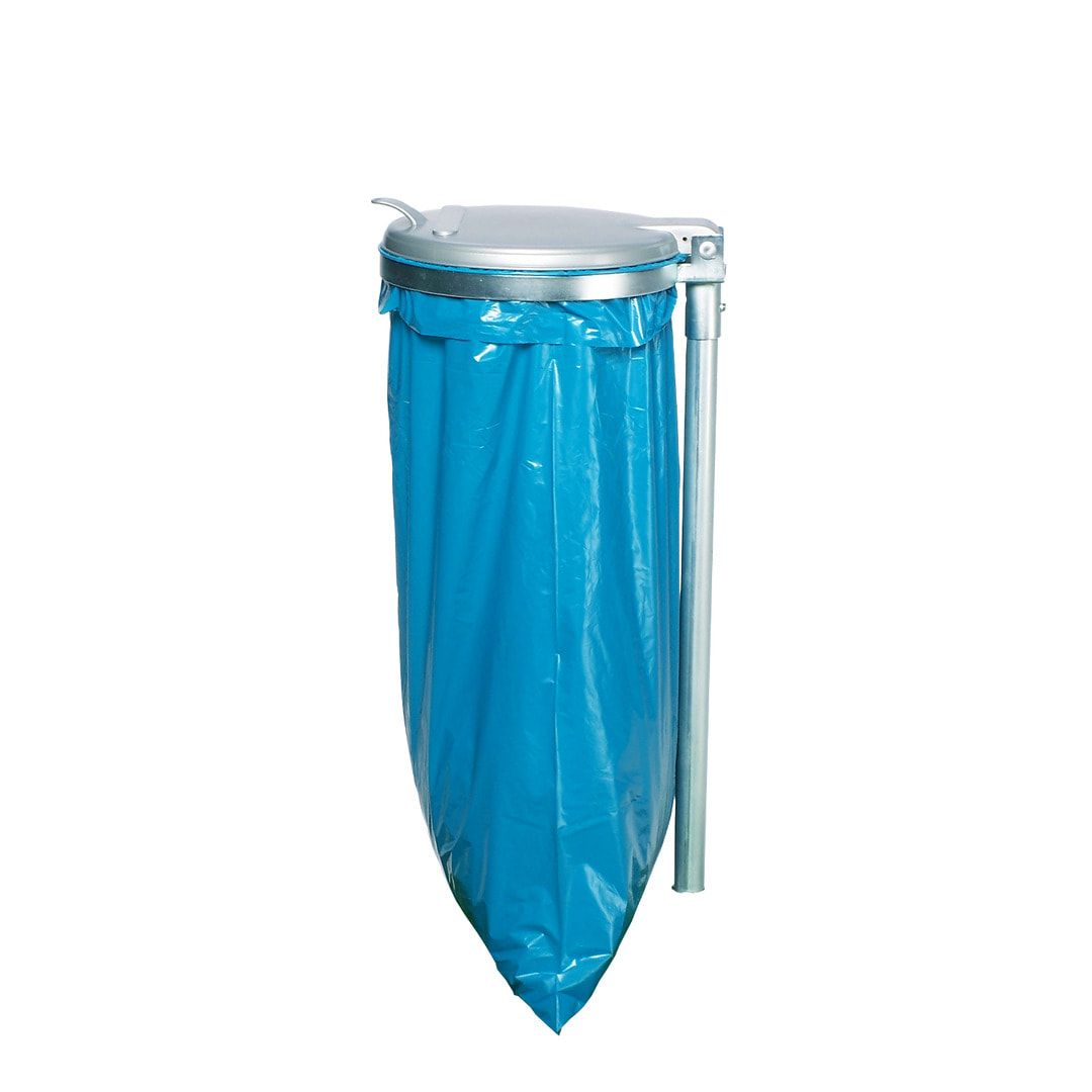 Müllsackhalter zur Wandmontage - für einen 120 l Sack - 400 x 510 mm (BxT) - enzianblau - Deckel Feuerverzinkt