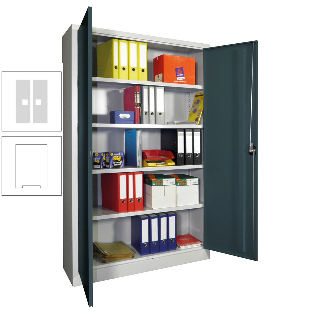 Aktenschrank - Vollblechtüren - 1.950x1.200x400 mm (HxBxT) - 4 Einlegeböden verzinkt - Zylinderschloss - anthrazitgrau